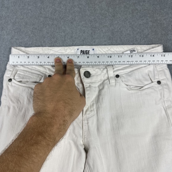 Paige Jeans Womens 28 White Skyline Skinny Denim 5 Pocket Casual USA Made READ - Picture 4 of 11